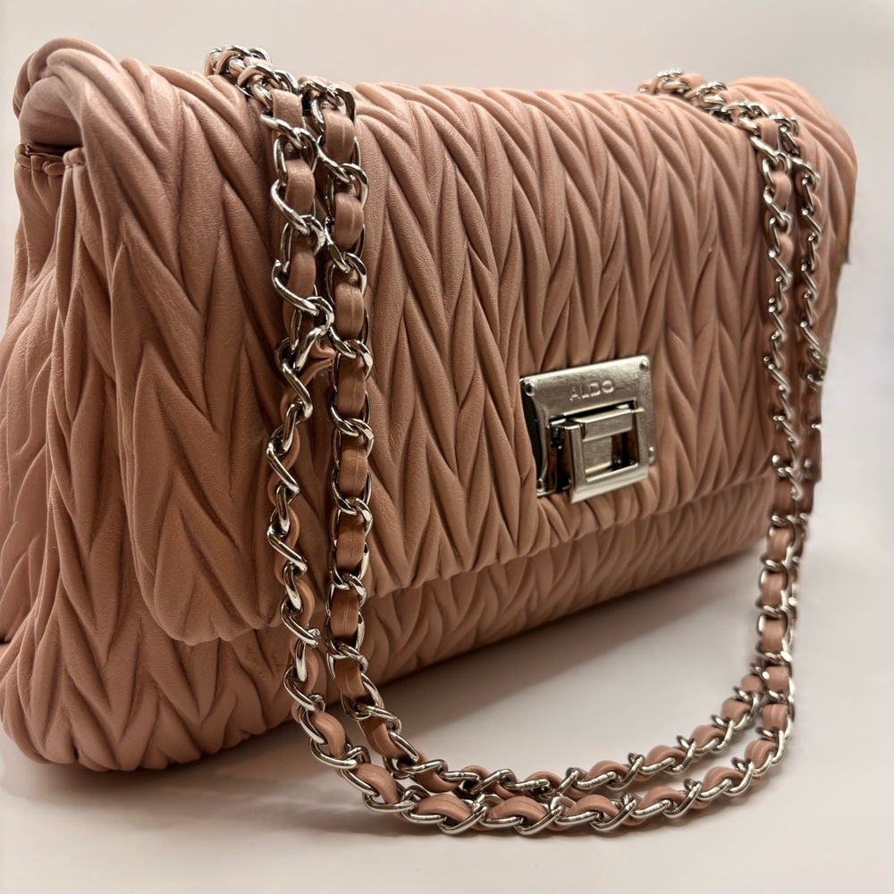Aldo Blush Textured Chain Shoulder Bag